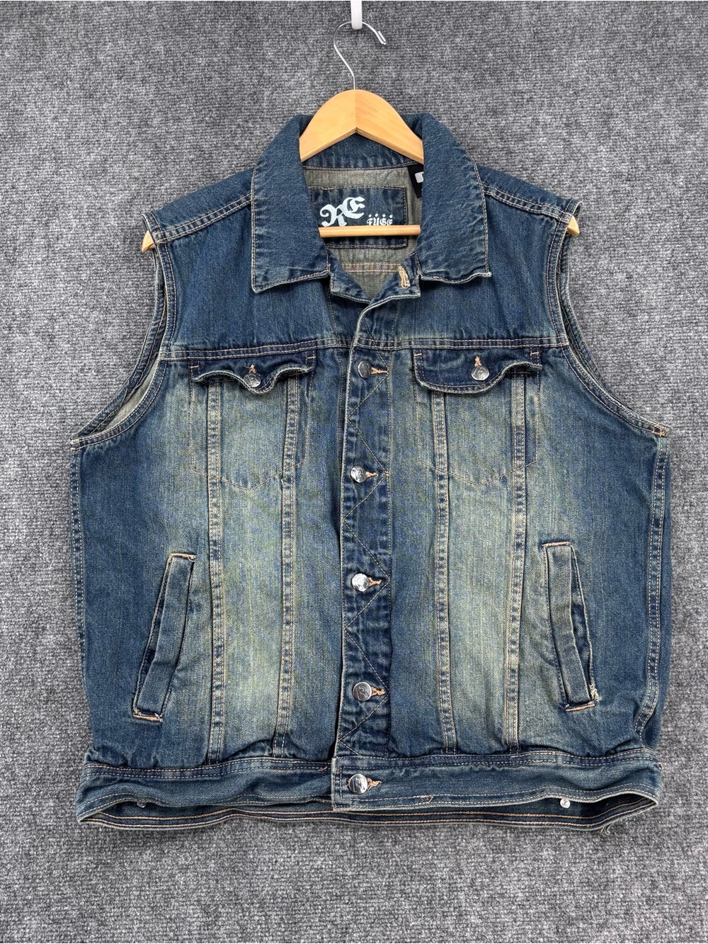 Denim Retro Streetwear Trucker Vest Button Up Men’s M 100% Cotton